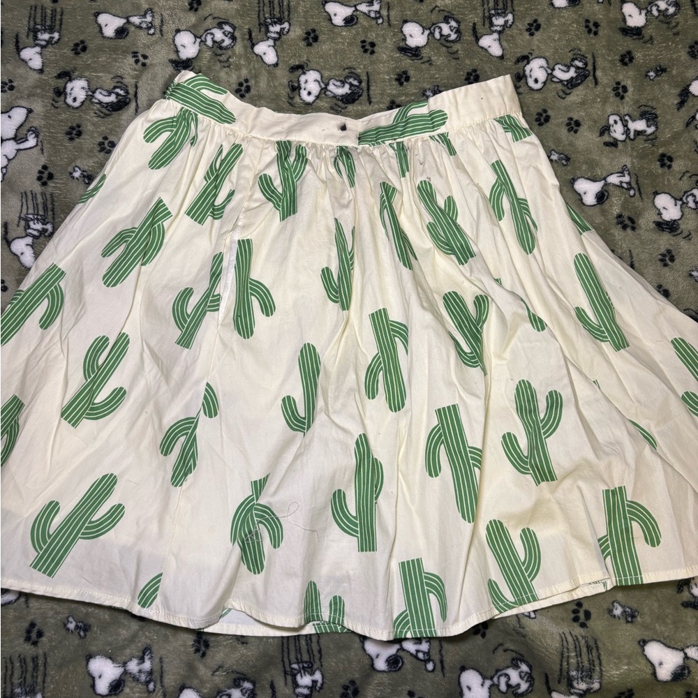 Green Cactus Print Skirt